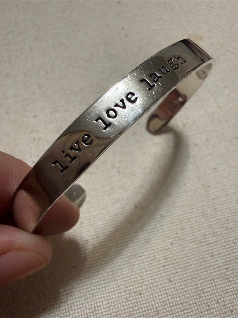 Sterling Silver 925 native Syle Live Love Laugh Silver Cuff Bracelet